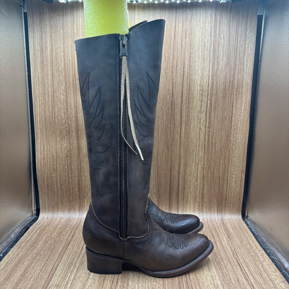 Freebird Whisper Western Boot Brown Women's Size 8 Tall Leather Wing Embroidered